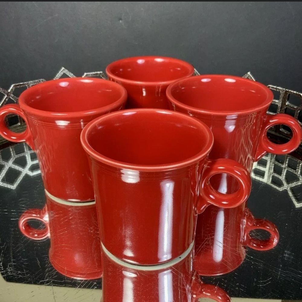 Fiesta Mug Scarlet Coffee Tea Cup Tom & Jerry Red Lot 4 Fiestaware #G10